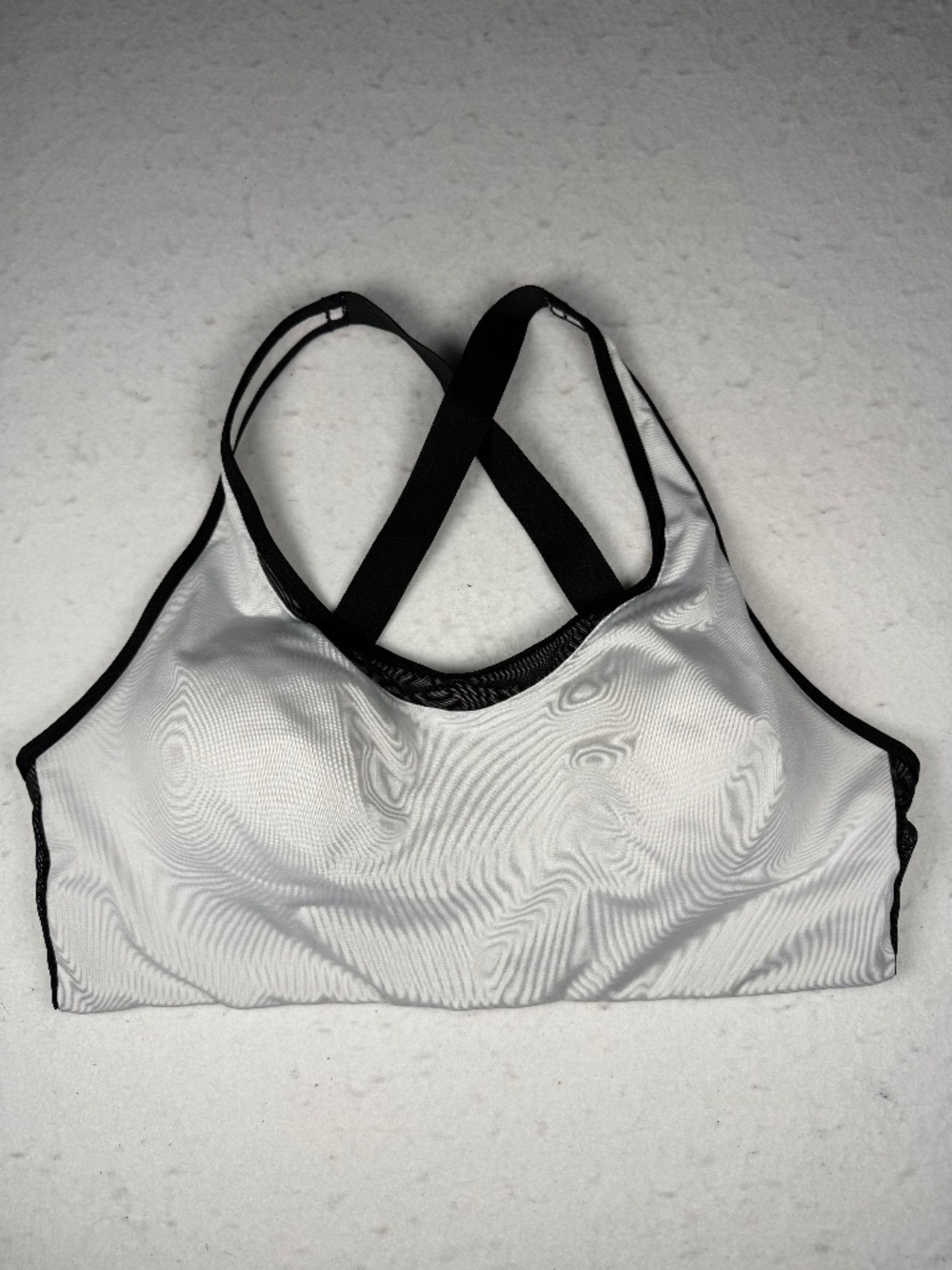 Victoria's Secret Pink White Padded Black Trim Cross Back Sports Bra Large EUC